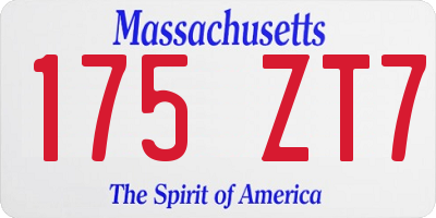 MA license plate 175ZT7