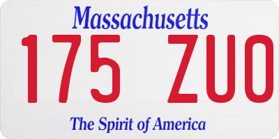 MA license plate 175ZU0