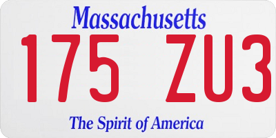 MA license plate 175ZU3
