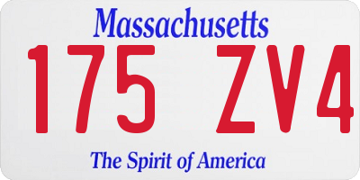 MA license plate 175ZV4