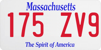 MA license plate 175ZV9