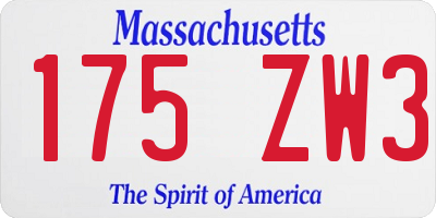 MA license plate 175ZW3