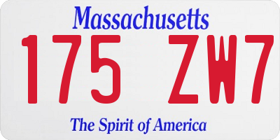MA license plate 175ZW7