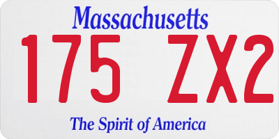 MA license plate 175ZX2