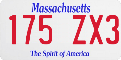 MA license plate 175ZX3