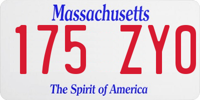 MA license plate 175ZY0