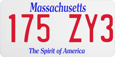 MA license plate 175ZY3