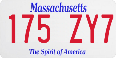 MA license plate 175ZY7