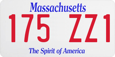 MA license plate 175ZZ1