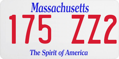 MA license plate 175ZZ2