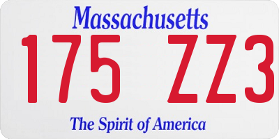 MA license plate 175ZZ3