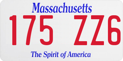 MA license plate 175ZZ6