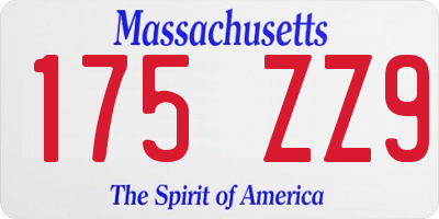 MA license plate 175ZZ9