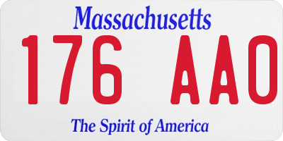 MA license plate 176AA0