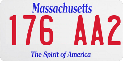 MA license plate 176AA2