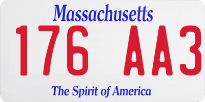 MA license plate 176AA3