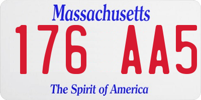 MA license plate 176AA5