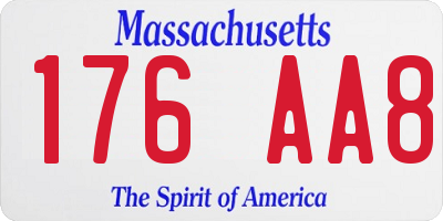 MA license plate 176AA8