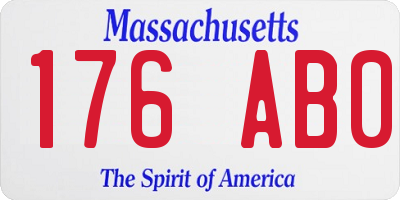 MA license plate 176AB0