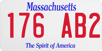 MA license plate 176AB2