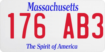 MA license plate 176AB3
