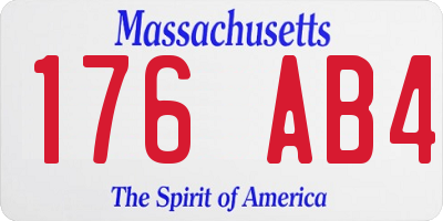 MA license plate 176AB4