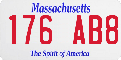 MA license plate 176AB8