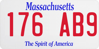 MA license plate 176AB9