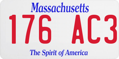 MA license plate 176AC3