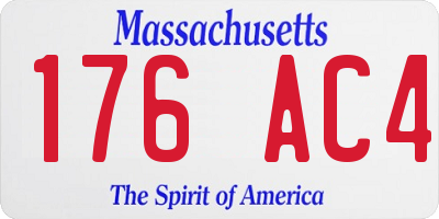 MA license plate 176AC4