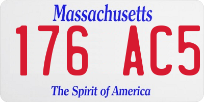 MA license plate 176AC5