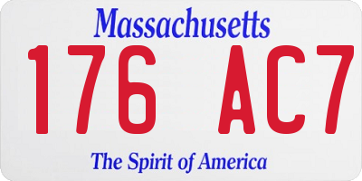 MA license plate 176AC7