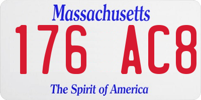 MA license plate 176AC8