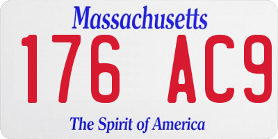 MA license plate 176AC9