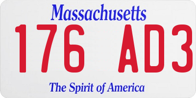 MA license plate 176AD3