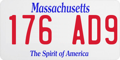 MA license plate 176AD9