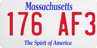 MA license plate 176AF3