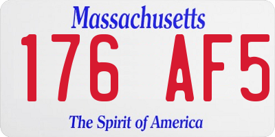 MA license plate 176AF5