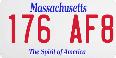 MA license plate 176AF8