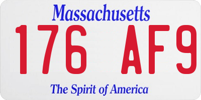 MA license plate 176AF9