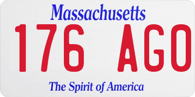 MA license plate 176AG0
