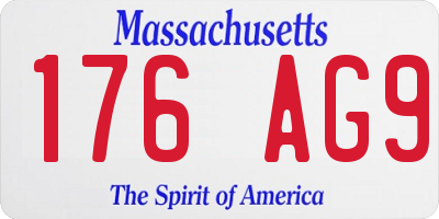 MA license plate 176AG9