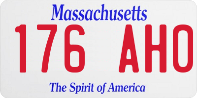 MA license plate 176AH0