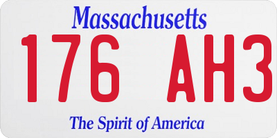 MA license plate 176AH3
