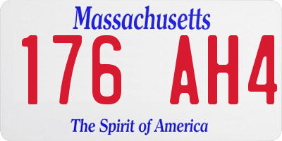 MA license plate 176AH4