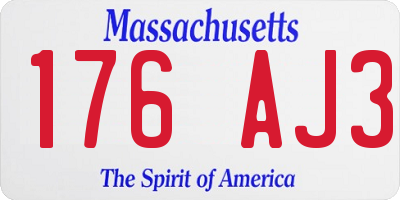 MA license plate 176AJ3