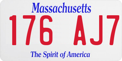 MA license plate 176AJ7