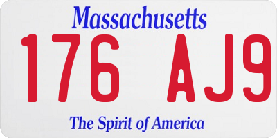MA license plate 176AJ9
