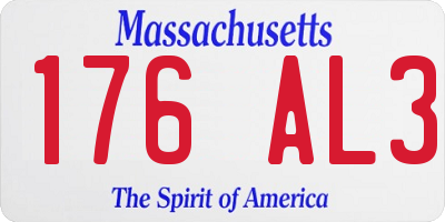 MA license plate 176AL3