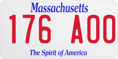 MA license plate 176AO0